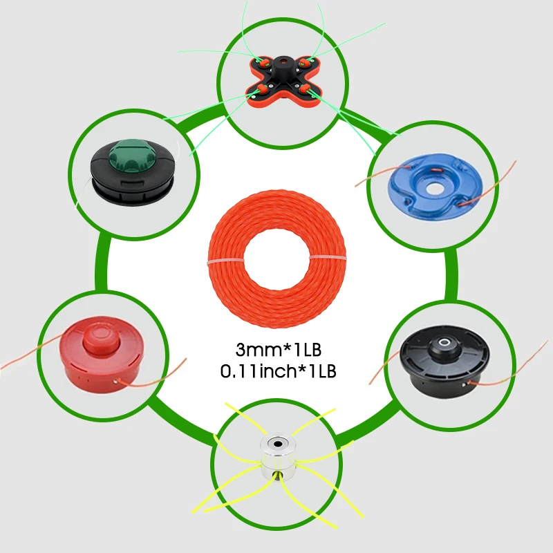 خط تشذيب النايلون LUSQI لاستبدال جزازة العشب ، رأس العشب ، قاطع الفرشاة ، حبل الأعشاب الضارة ، عالمي ، 1 رطل