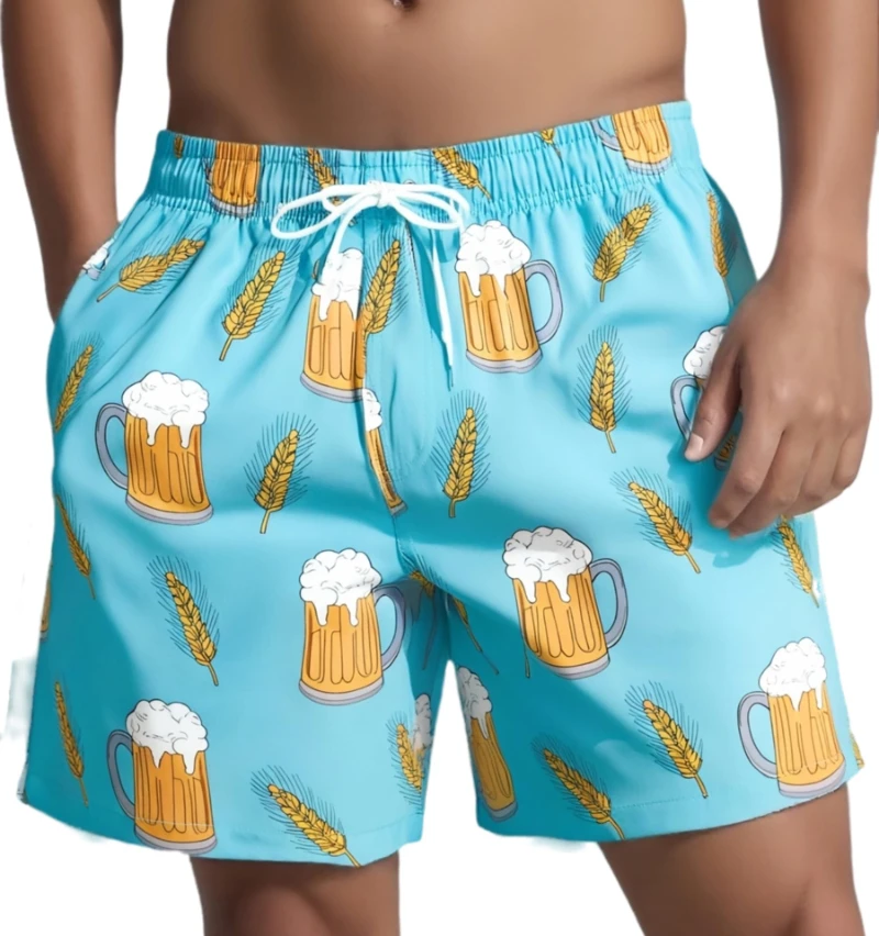 الرجال شورتات للبحر الصيف فضفاضة التجفيف السريع الرباط السراويل الرياضية البيرة المطبوعة السراويل غير رسمية أجهزة لياقة خارجية Y2k الرجال السراويل