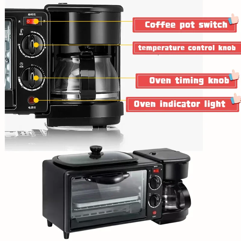 In stock Best Price And Good Quality 3 in 1 Waffle Multi-Function Breakfast Machine