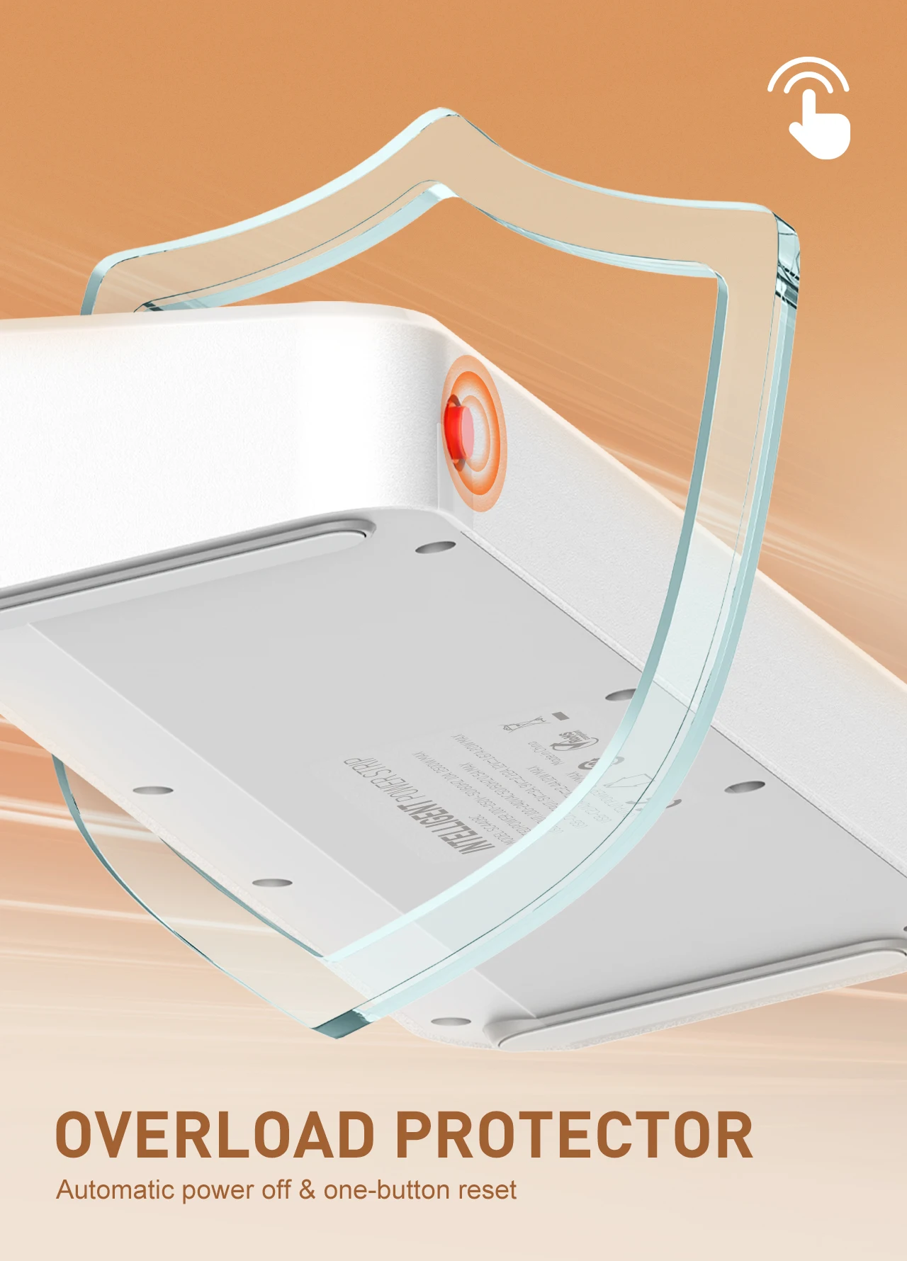 V2.0 Ciabatta 6.5Ft/2M Cavo di prolunga Protezione contro le sovratensioni con 4 prese CA 2 USB C 2 Porte di ricarica USB A Interruttore Spina UK US EU