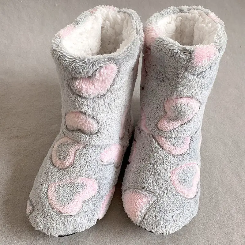 Parent-Child Style Winter Fleece-Lined Floor Boots Child At Home Fleece-Lined Thicken Keep Warm Comfortable Mid-Calf Floor Socks