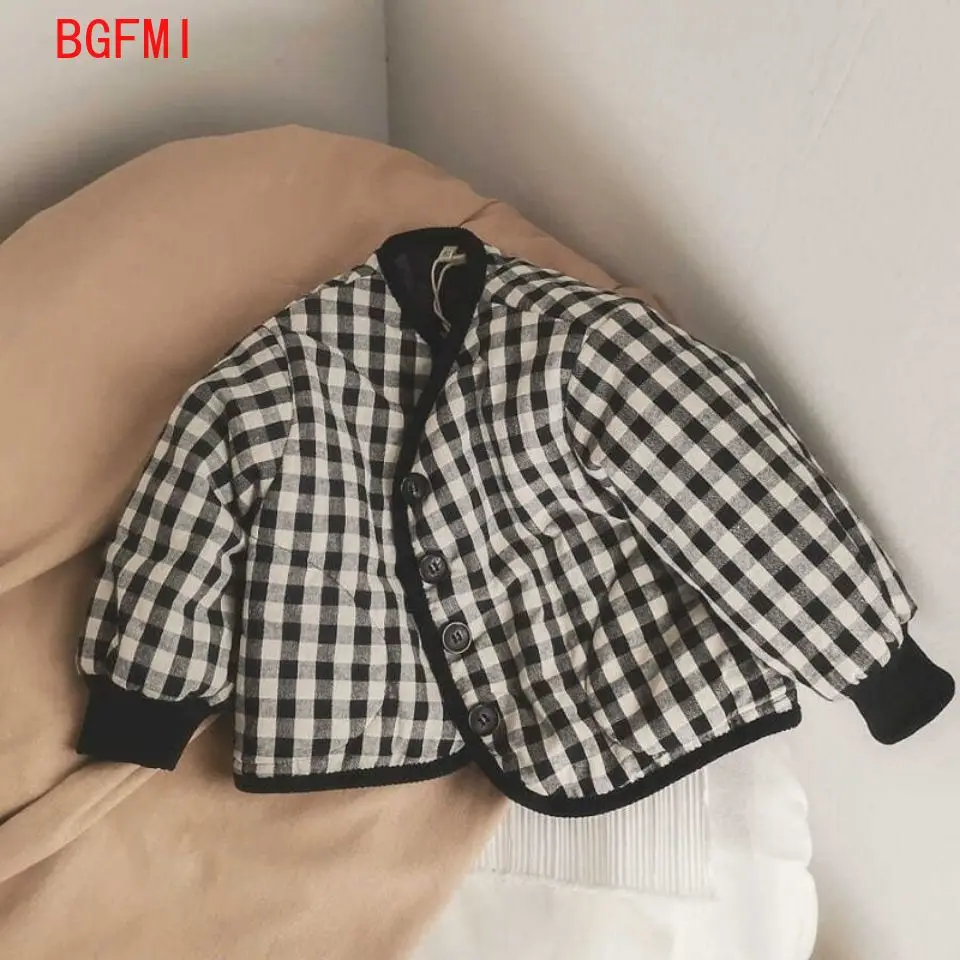 Autumn Winter New Children Long Sleeve Warm Jacket Casual Kids Girls Lattice Coat Baby Boys Cotton Padded Jacket Infant Clothes