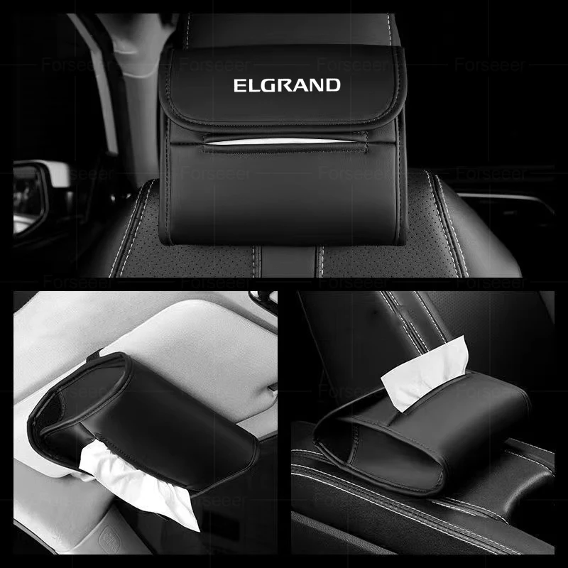 Portable Leather Car Tissue Box Sun Visor Tissue Hang Bag For Nissan Elgrand E50 E51 E52 1996-2016 2017 2018 2019 2020