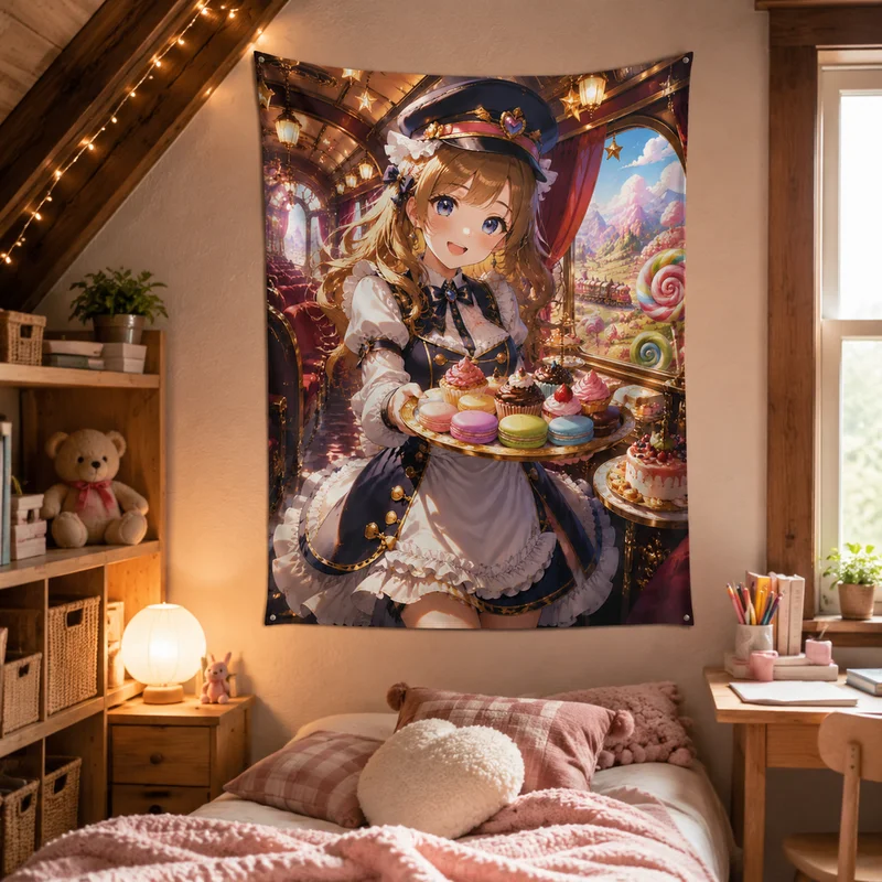Vikama Fantasy Anime Tapestry Magic Aesthetic Vikama Adventurous Girl Anime Tapestry Fantasy Twilight Nature Scene Wall