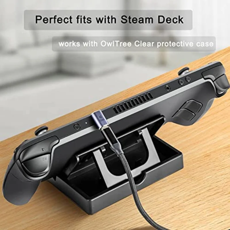 90 درجة الزاوية اليمنى USB C ذكر محول إلى USB C شاحن أنثي مع 40 جيجابت في الثانية PD 100 واط 8K @ 60 هرتز فيديو متوافق مع سطح البخار #3