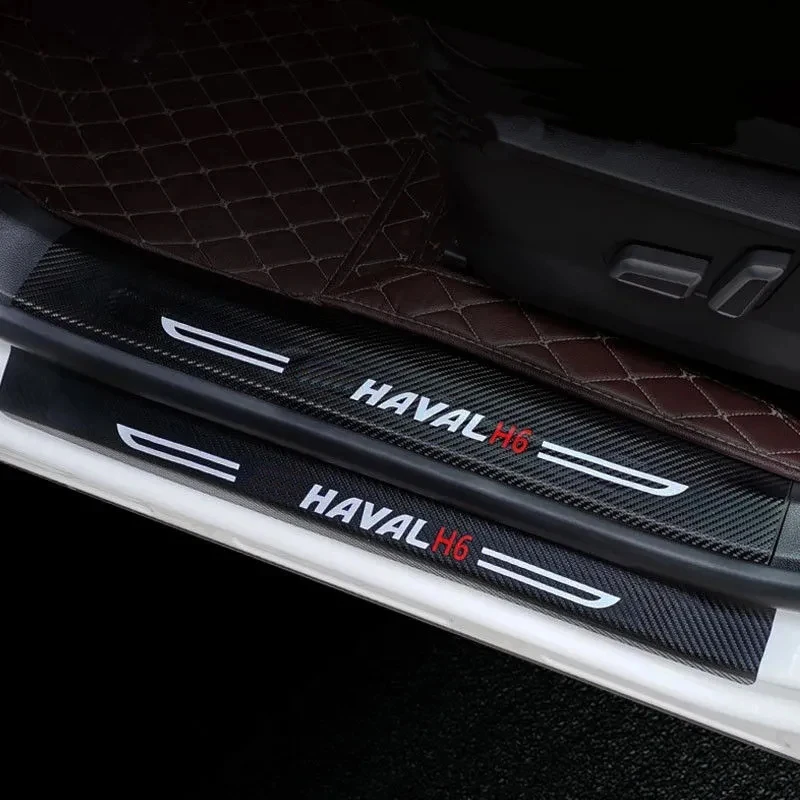 For Haval H6 2021 2022 2023 Car Door Sill Pedal Board Cover Trim Carbon Fiber Rear Bumper Trunk Sticker Auto Accessories