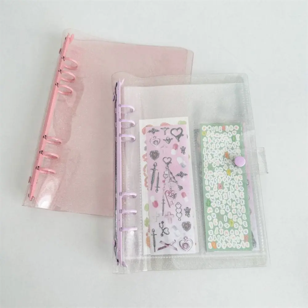 

PVC and Metal A5 Binder Transparent 6-hole Loose Leaf Notebook Shell Waterproof Multiple Colors Photocards Holder Diary