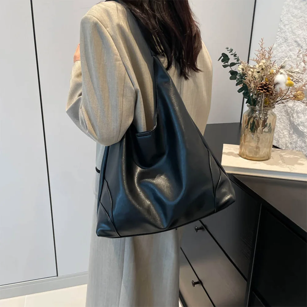 

2 шт., женская универсальная большая сумка из искусственной кожи, большая вместительная простая сумка с регулируемым ремешком, сумка для подмышек, женская сумка на плечо с напуском