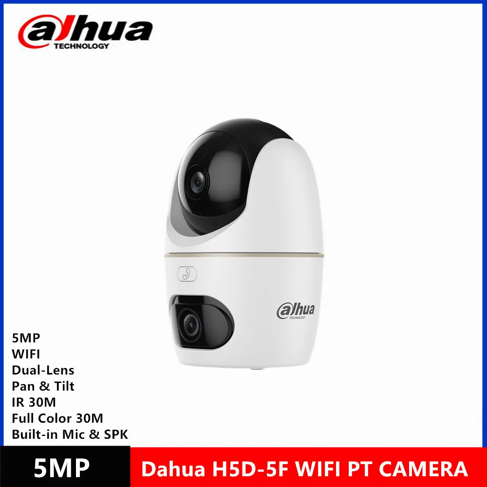 Dahua DH-H5D-5F 5+5MP 3.6MM IR 30M & Full Color 30M Dual-Lens Pan & Tilt built-in Mic & Spk Human Detection Indoor Wi-Fi Camera