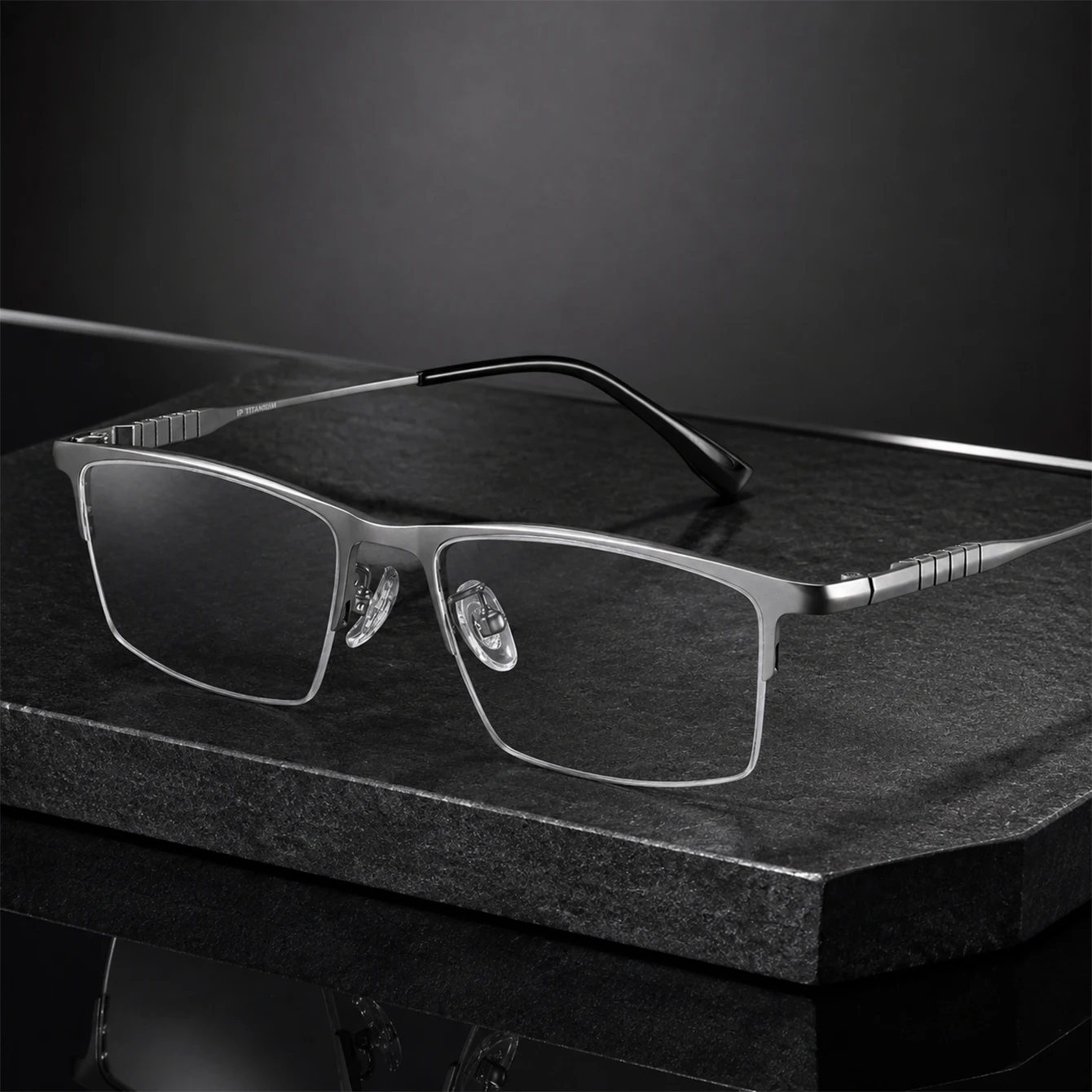 1pc Matte Half Rim Square Anti Blue Light Glasses Strip Metal Non-Prescription Eyeglasses for Business Men Women Office Casual