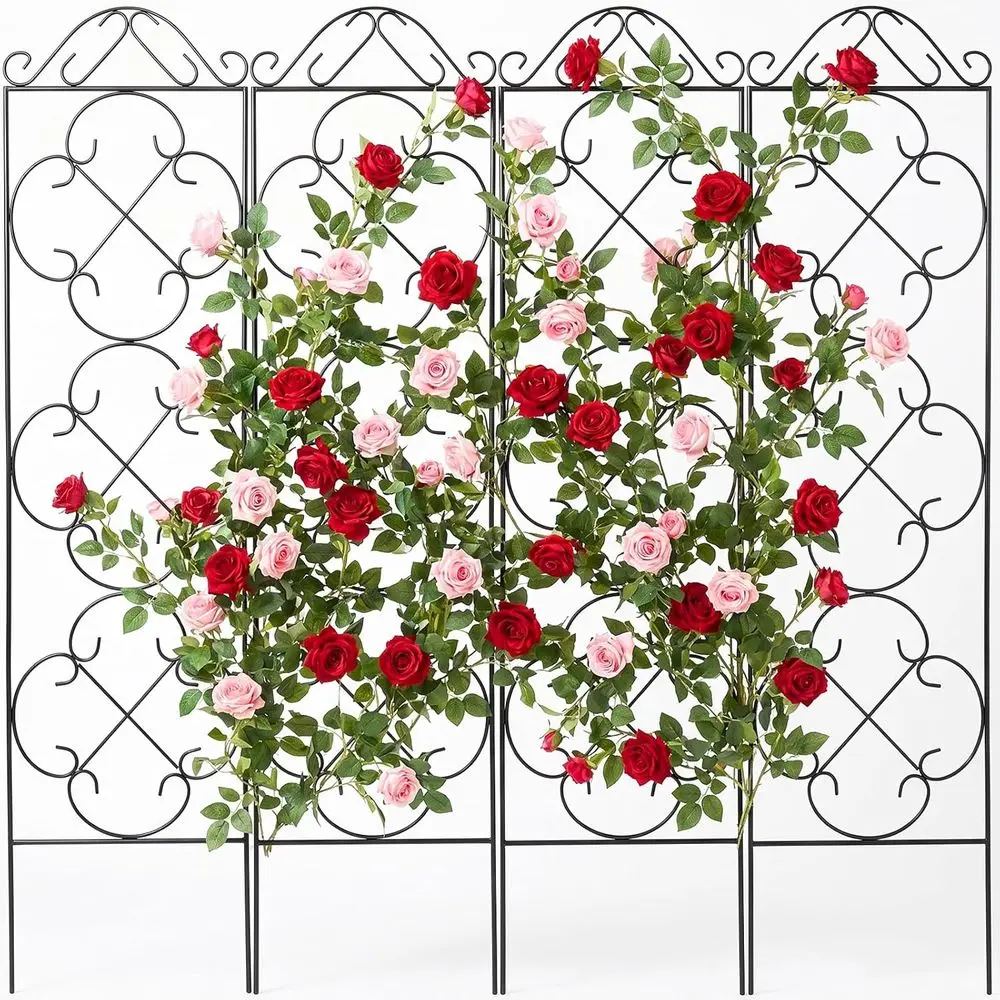 4-Pack 48 x 12.5 Metal Garden Trellis, Rust-Resistant Plant Support for Indoor & Outdoor Use, Ideal for Ivy and Clematis Vines,