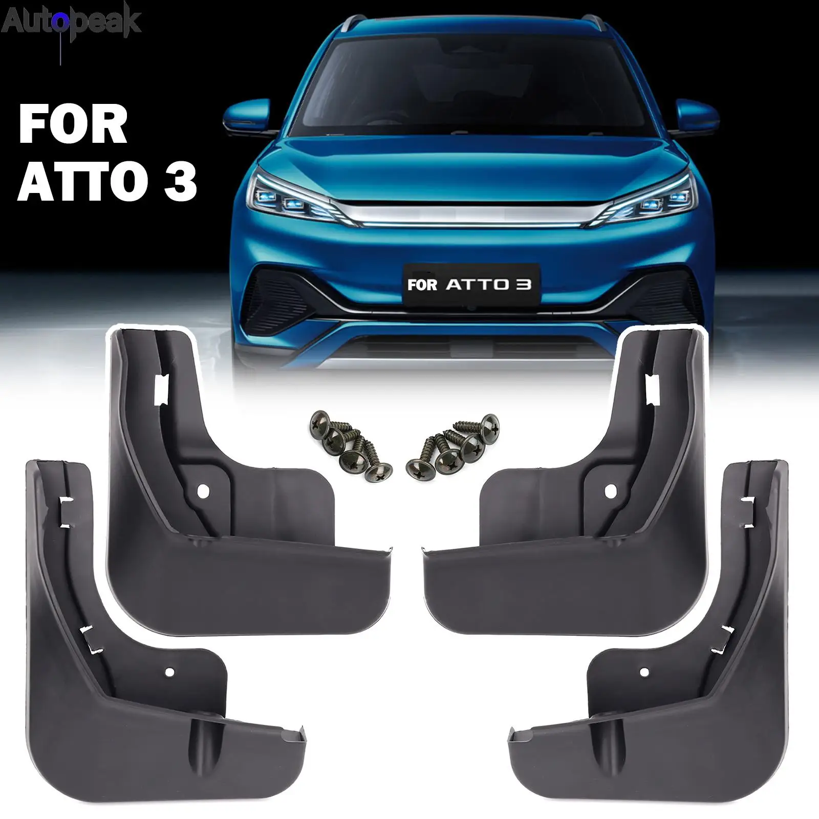 

Set of 4x For BYD Atto 3 Yuan Plus 2022 2023 2024 Mud Flaps Splash Guard Mudguards Front Rear Fender Cover Car Styling