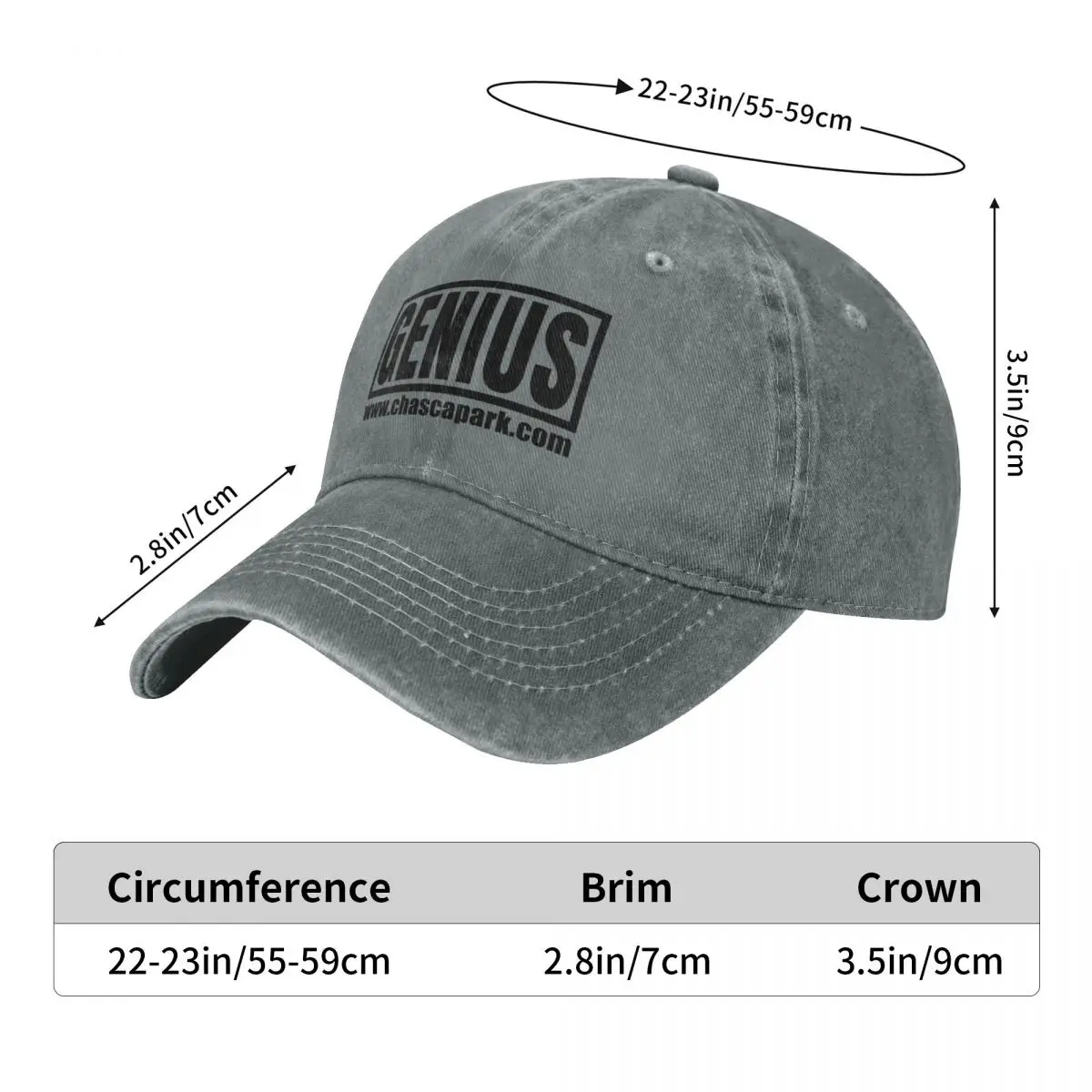 WORD MERCH - Series 1 - GENIUS - BLK Baseball Cap Beach Outing Wild Ball Hat Big Size Hat black Men's Hats Women's image 6