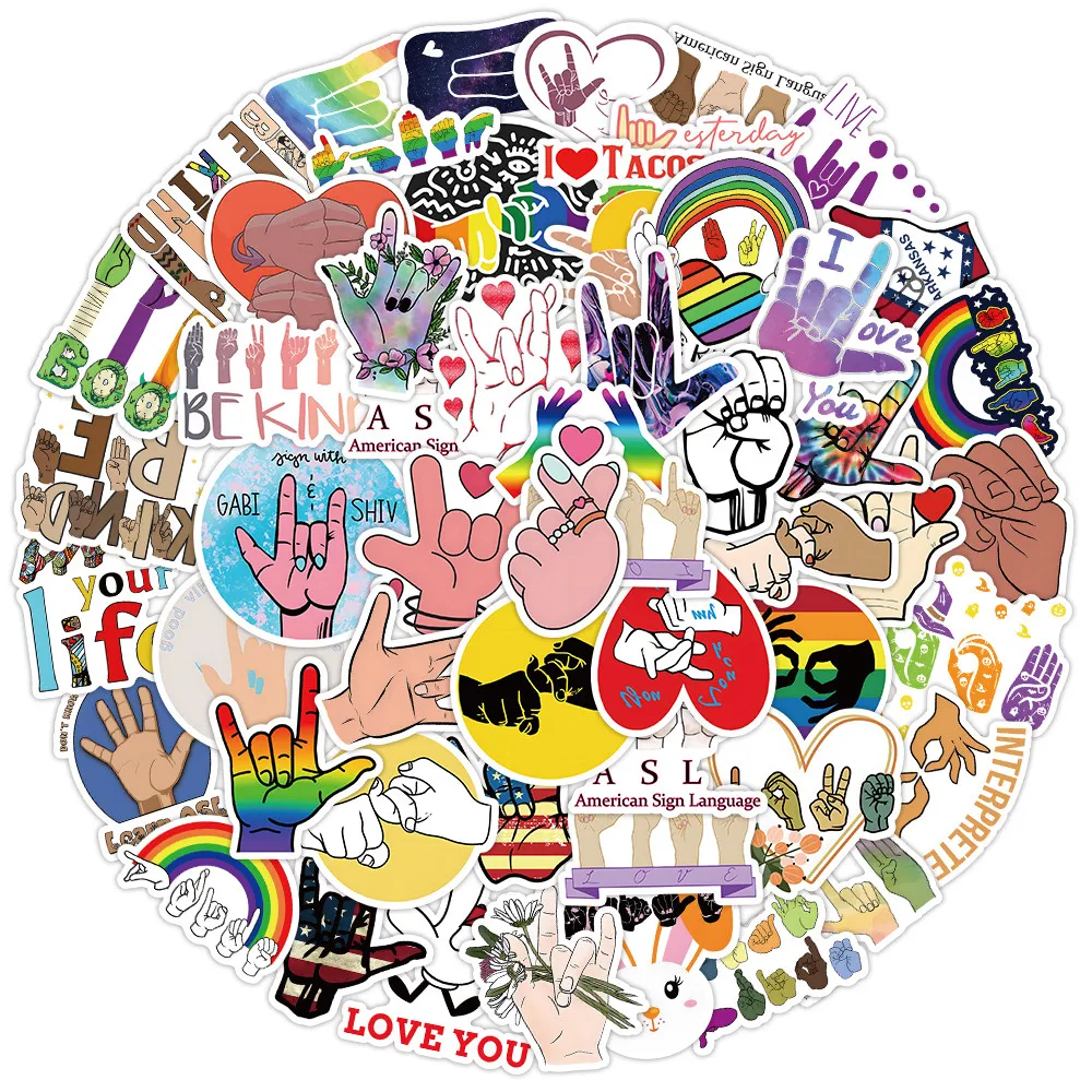 สติ๊กเกอร์สื่อสัญลักษณ์ ASL (50 ชิ้น) - ของตกแต่งเพื่อการเรียนรู้ ABC สำหรับเด็ก - ร้าน Murah & Berguna RecordingYourLife