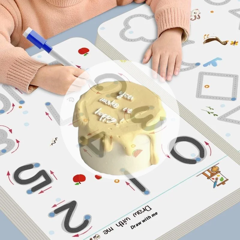 Stylo éducatif pour bébé en bas âge, 32 Pages, contrôle du traçage, cahier d'exercices de formation, écriture, dessin, jouets d'apprentissage précoce, 1 pièce