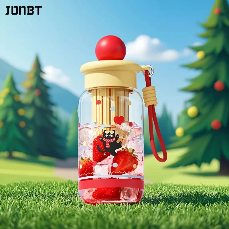 

500ML Cute Plastic Straw Water Bottles For Children Portable Tea Water Separation Cups Outdoor Sport Gym Camping Drinking Bottle