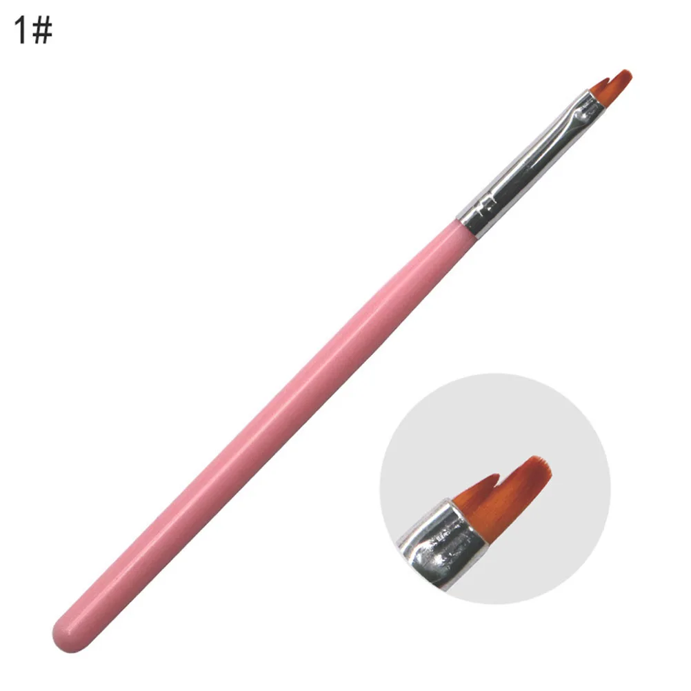 8개입 핑크 스템 네일 아트 펜 브러시 세트 전문가용 네일 페인팅 도구 매니큐어 DIY 디자인 경량 롱 핸들 키트
