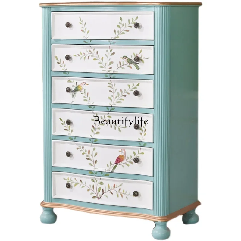 

D33American painted solid wood drawers living room locker bedroom storage side cabinet