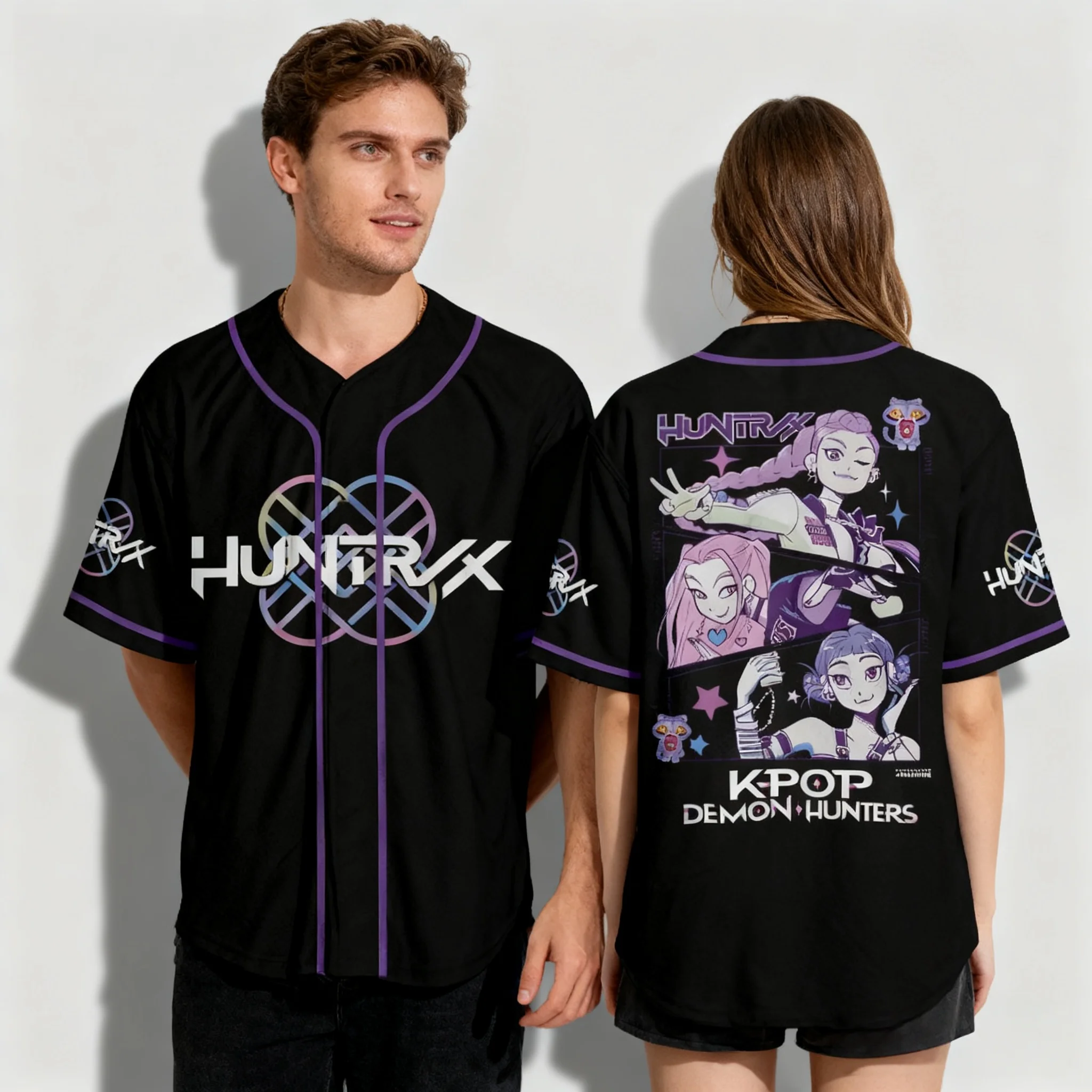 2025 أنيمي KPop شيطان الصيادين تأثيري تي شيرت ثلاثية الأبعاد HUNTR/X طباعة الرجال النساء قصيرة الأكمام تيز المتضخم الشارع الاتجاه للجنسين Y2k