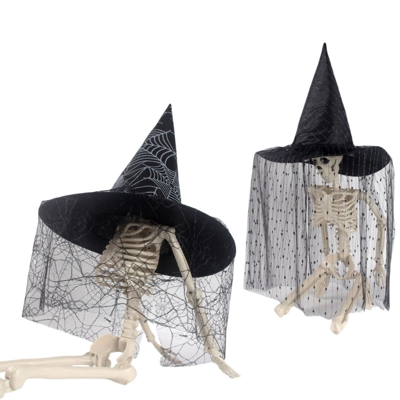 

Retro Witch Hat Party Accessory Unique Glitter Cobweb Wizard Hat Fashion Accessory