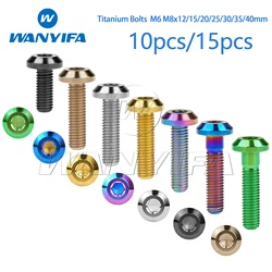 Wanyifa Titanium Bolts M6 M8x12/15/20/25/30/35/40mm Thick Umbrella Head Hexagon for Bicycle and Motorcycle Brake Disc 10/15pcs