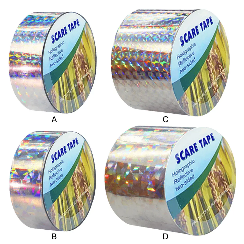 2.4cmx50m/4.8cmx50m Bird Scare Ribbon Reflective Scare Tape Ribbon Easy-Install Bird Tape for Garden Farm Orchard Or Courtyard