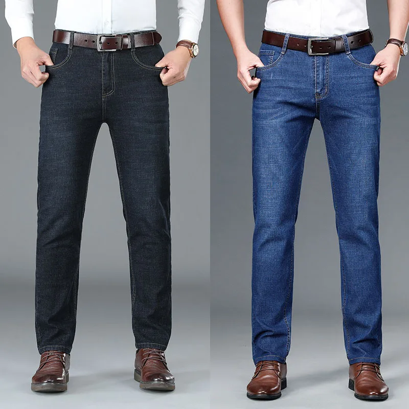 

Black Fashion Mens Jeans Streetwear Male Straight Jeans Trend Casual Pants Men Clothing Classic Style Elasticity Denim Trousers