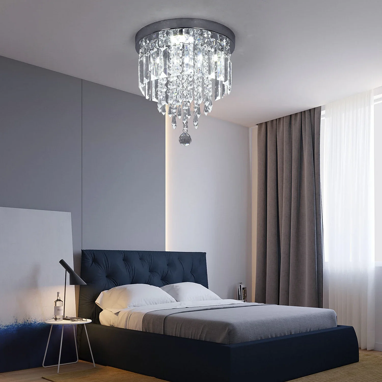 Plafonnier LED en Clip K9 en Acier Inoxydable, Luminaire Décoratif de Plafond, Idéal pour un Salon, un Couloir ou une Allée