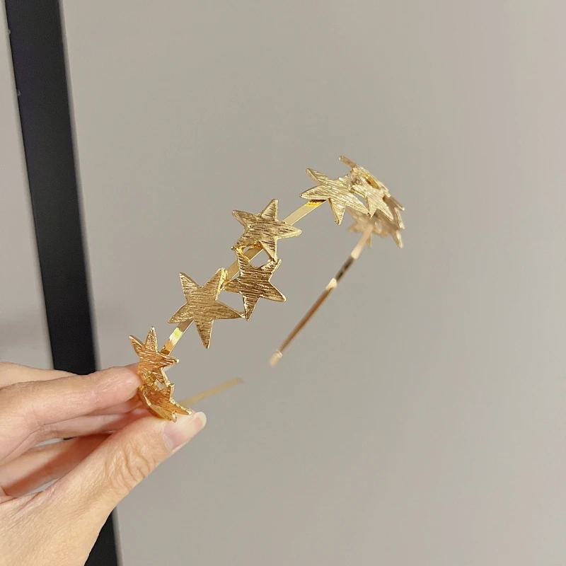 1pc Personalized Retro Fashion Hair Hoops for Women Metal Star Pressed Casual Hair Accessories