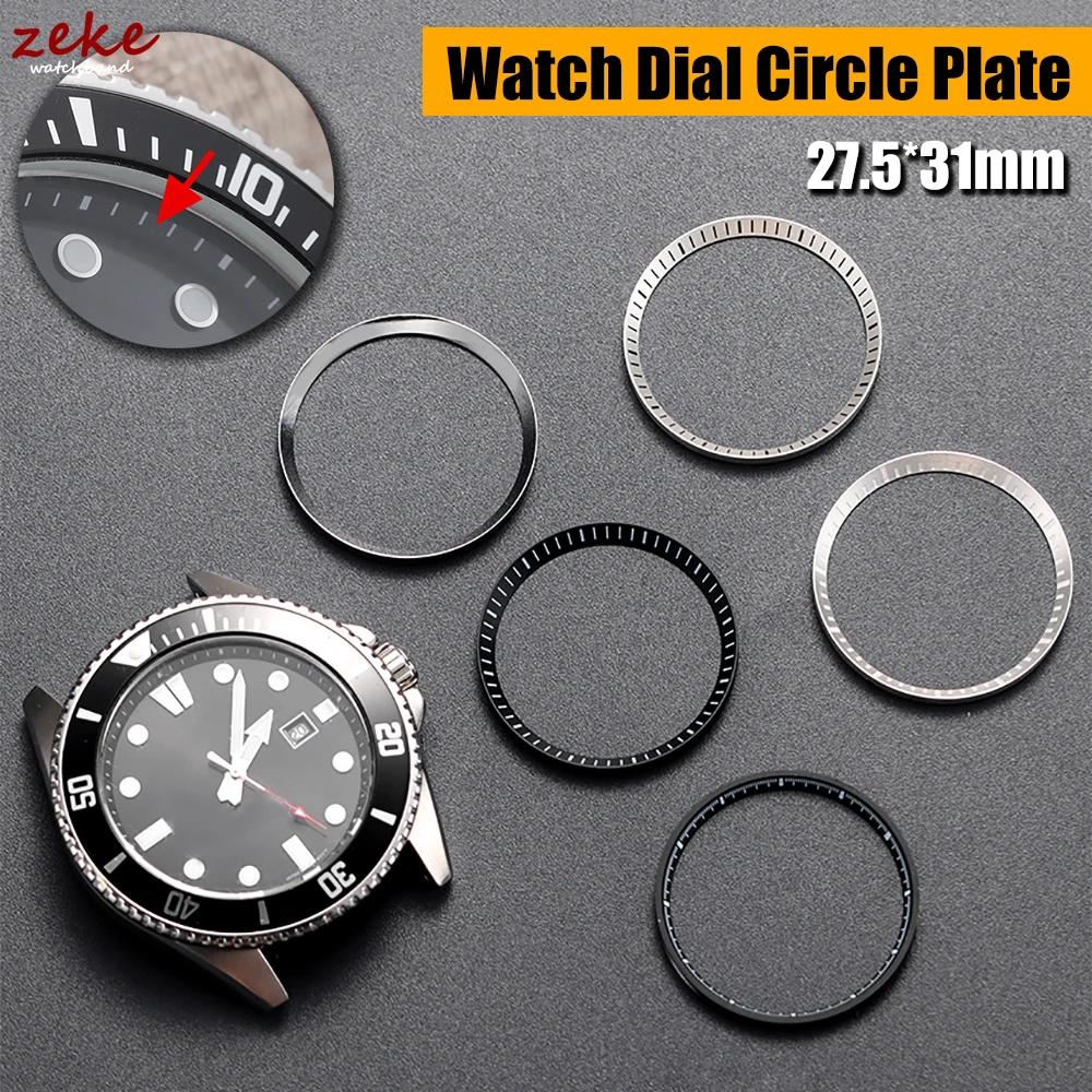 27.5mm*31mm Watch Dial Circle Plate for NH35/36 4R 6R Skeleton Movement Hollow Dial RIng for Seiko SKX007/009 Watch Accessories