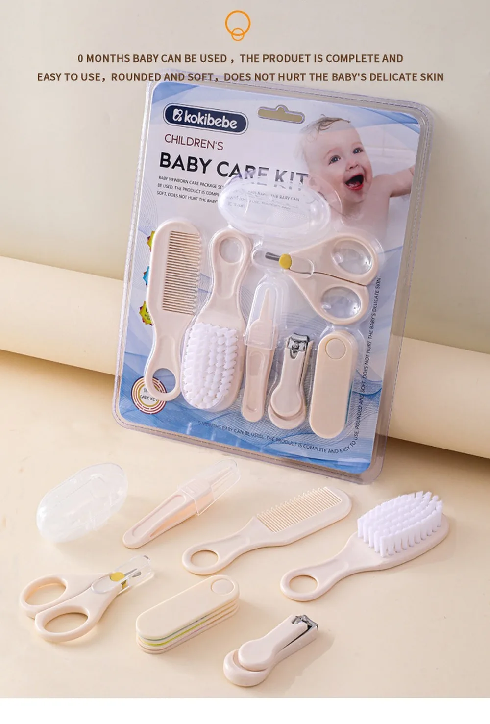 7-teiliges Baby-Pflegeset Neugeborenen-Pflegeset Sicherheits-Nagelknipser Kamm Bürste Schere Säuglings-Hygiene-Set Babyparty-Geschenk – Detail 1