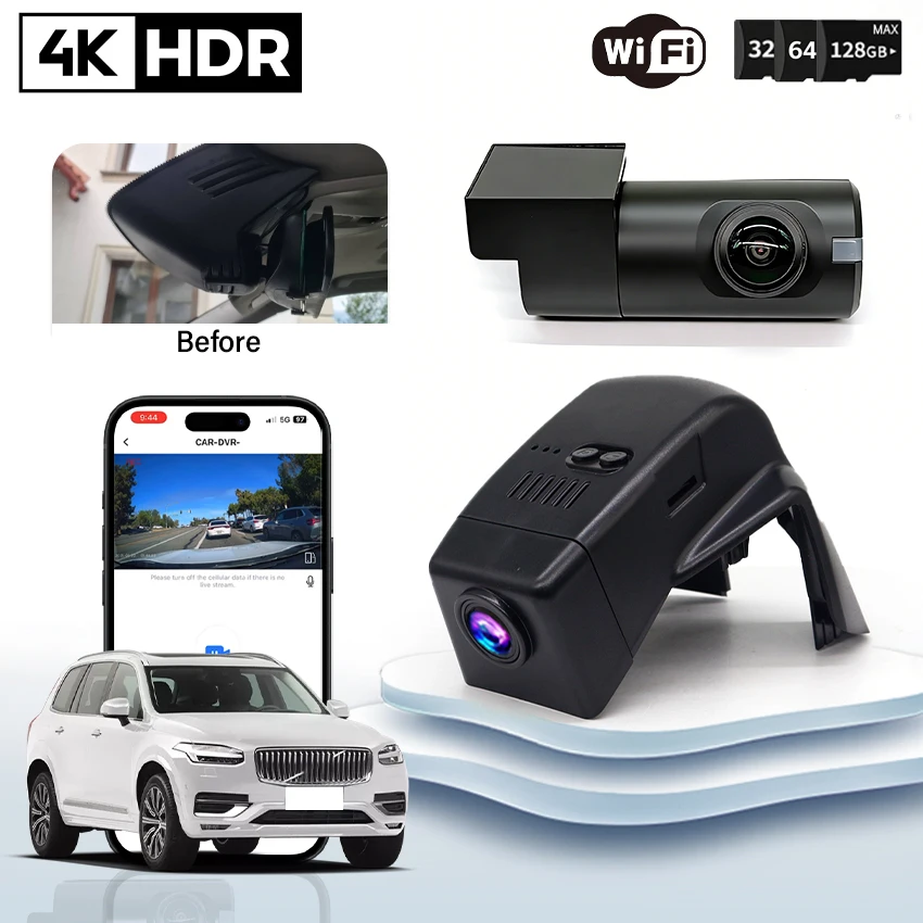 

Plug and play 4K Dash Cam for Car Camera Recorder Dashcam WIFI Car Dvr For Volvo XC60 2014 2015 2016 2017 Recording Devices