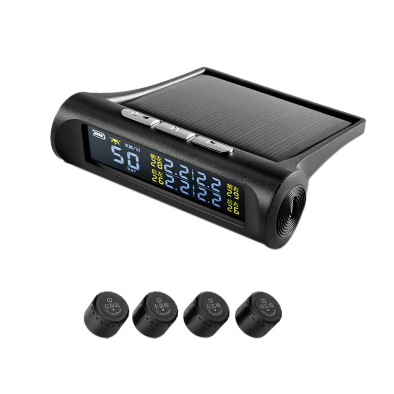 

Automobile IP67 Waterproof Tyre Pressure Monitoring System HUD Altitude LCD Digital Display Solar Power Car TPMS Security Alarm