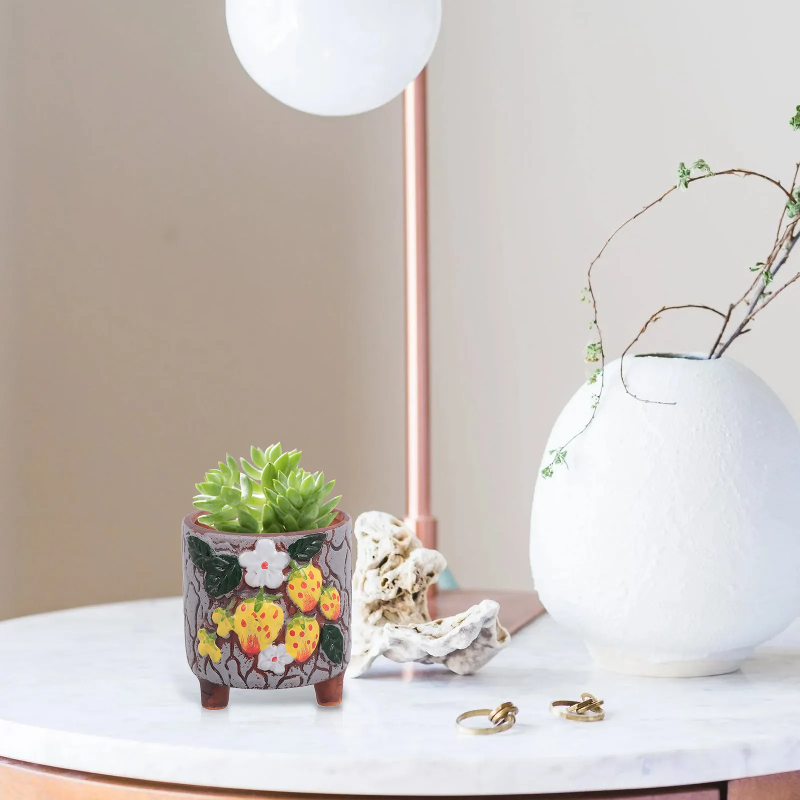 

Набор из 4 керамических кашпо ручной росписи в форме клубники, креативные горшки для суккулентов, декор для дома, с дренажным отверстием, современные декоративные кашпо для растений