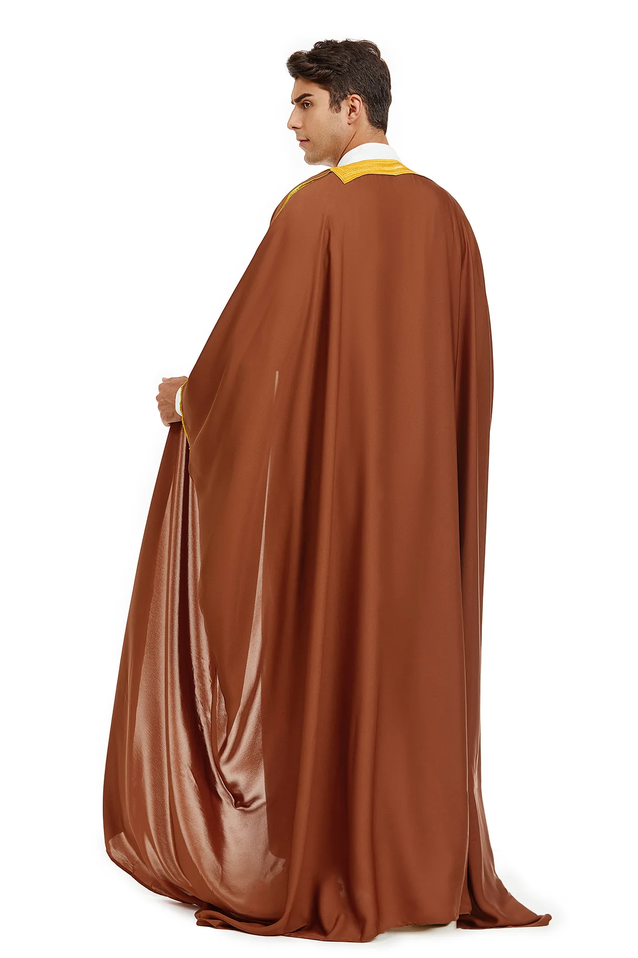 Djellaba Dishdasha Muslim Pria Bisht Abaya Satin Eid Kimono Gaun Sholat Jubba Thobe Jubah Arab Saudi Pakaian Islam Turki Kaftan