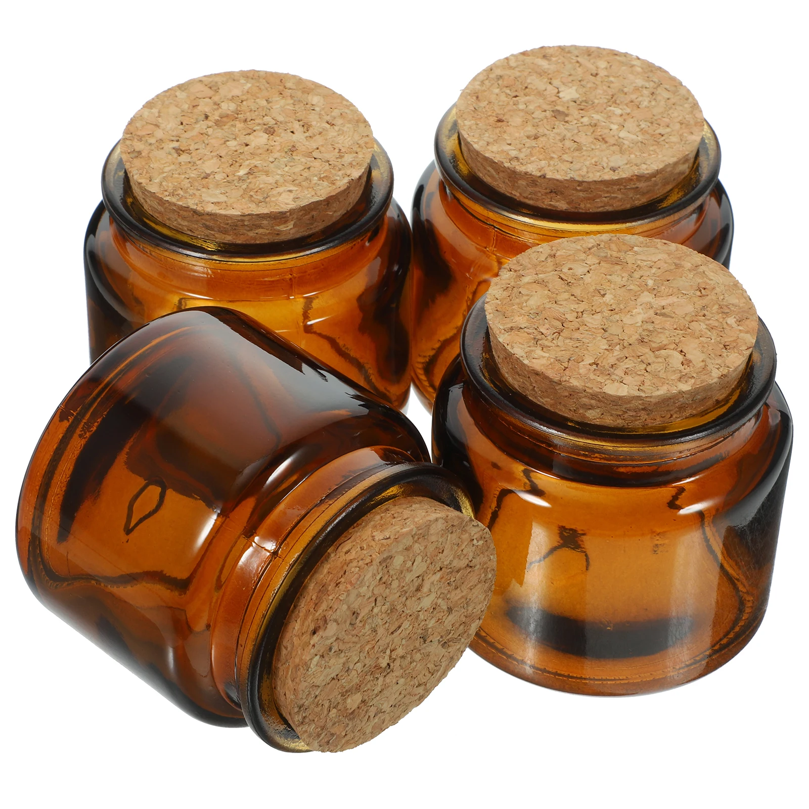 4pcs Brown Glass Cups 100ml Clear Tealight Holders Wooden Plugs Home Decor DIY Candles Soy Wax Container Table