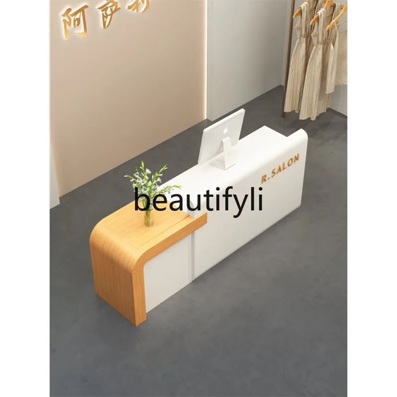 เคาน์เตอร์แคชเชียร์เรียบง่ายทันสมัยร้านขายเสื้อผ้าบาร์ร้านเสริมสวยโต๊ะต้อนรับขนาดเล็ก