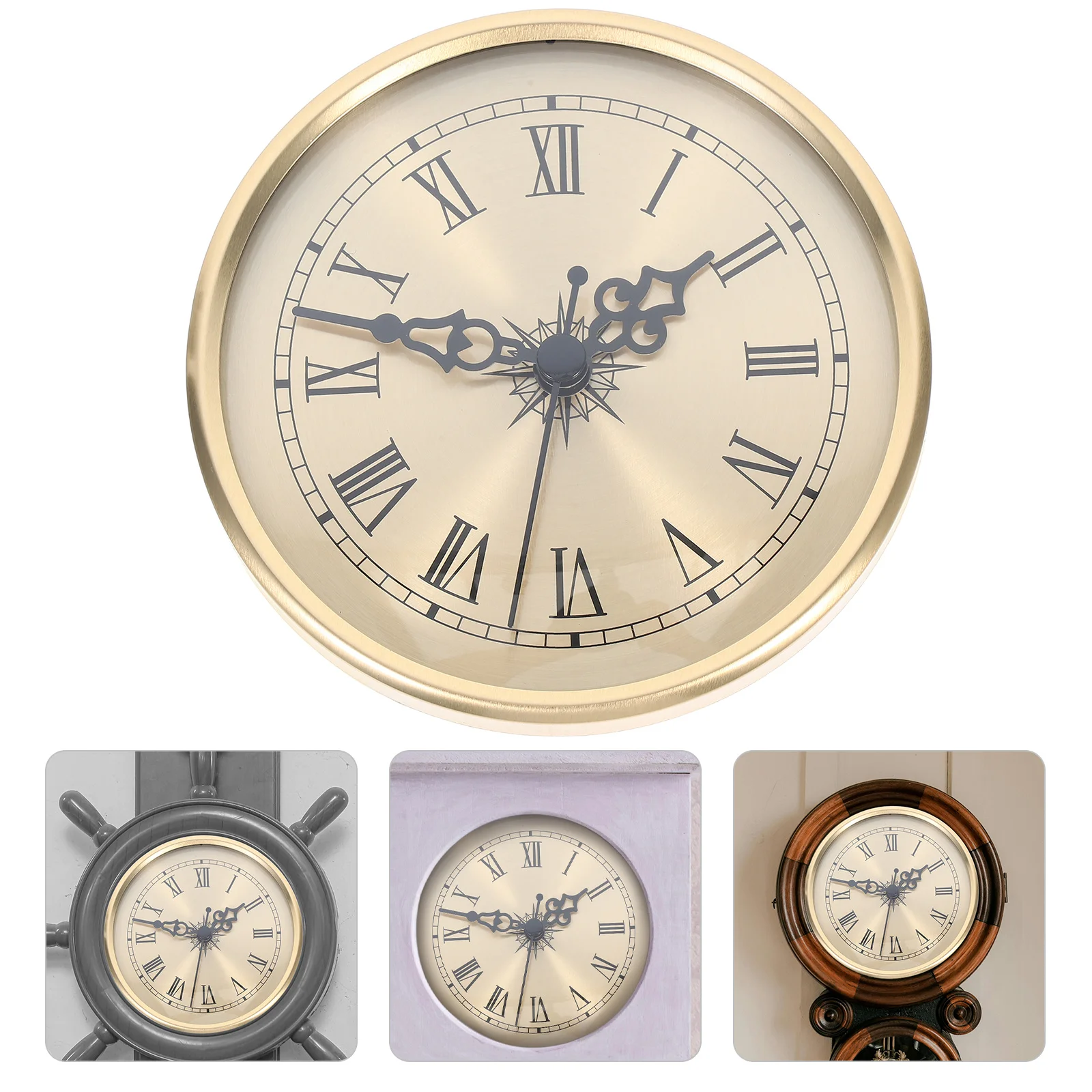 

Silent Quartz Clock Insert Metal Frame Roman Numerals Classic Elegant Look Accurate Timekeeping DIY Projects Home Decor