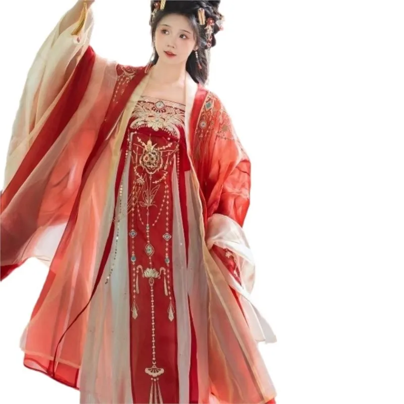 Adult Hanfu heavy industry embroidery big sleeve shirt chest-length skirt Chebule super fairy