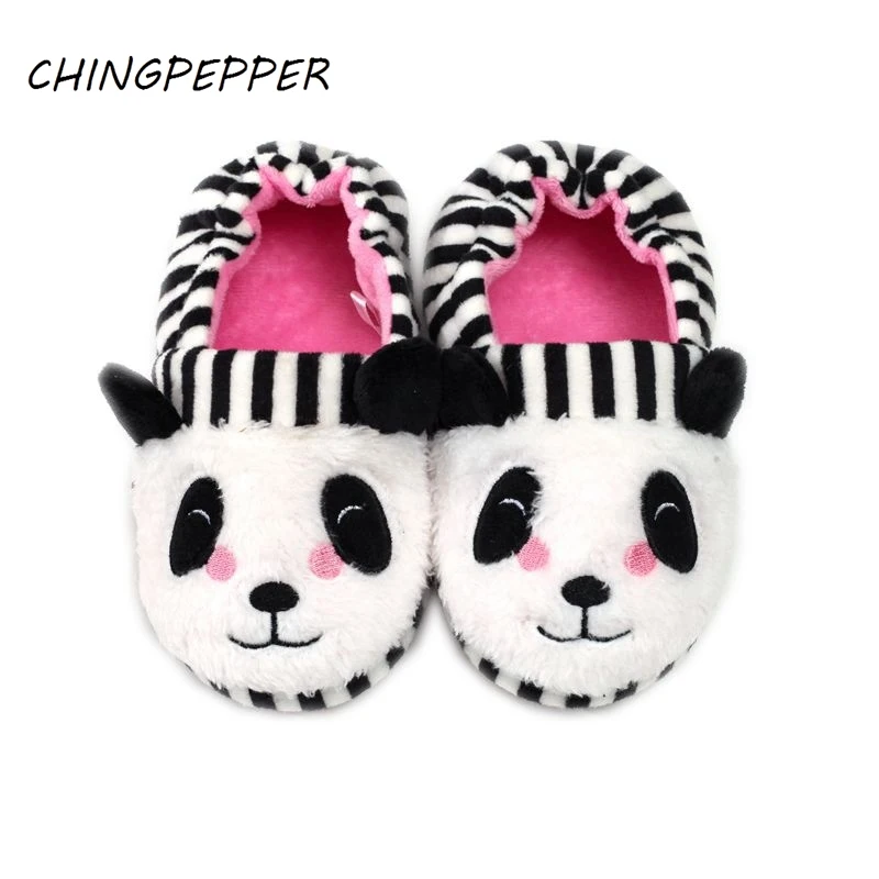 

Toddler Boy Slippers Indoor Winter Cute Kawaii Panda Plush Warm Kids Girls House Footwear Soft Rubber Sole Home Shoes Baby Items