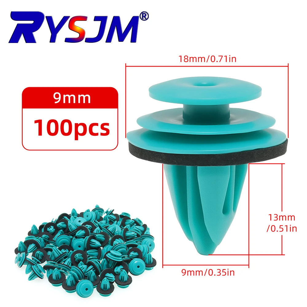 100PCS Auto Door Panel Clip with Seal Ring Auto Fastener Rivet Bumper Clip Retainer Car Interior Retaining Accessories