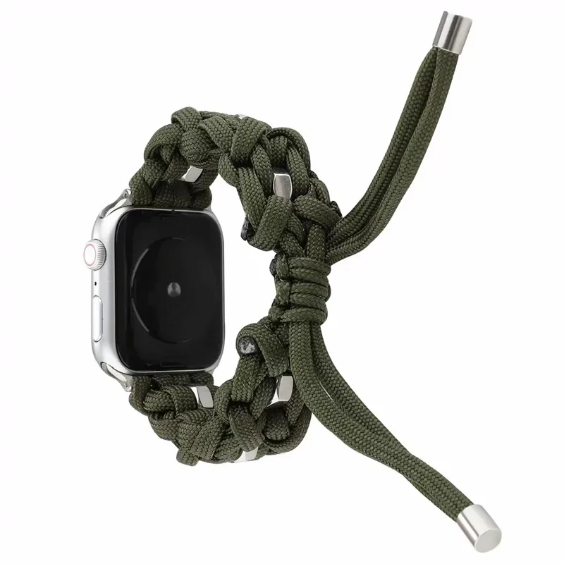 Paracord Watch Band Adjustable for Apple Watch 49mm 45mm 44mm 42mm 41mm 40mm 38mm iwatch ultra 2 Series 9 3 7 8 se Nylon Strap