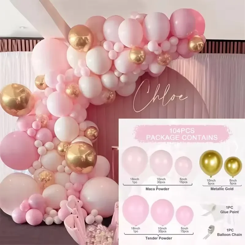 104pcs Pink Balloon Garland Arch Macaron Dusty Pink White Ballons Birthday Wedding Decoration Party Suppliesgift