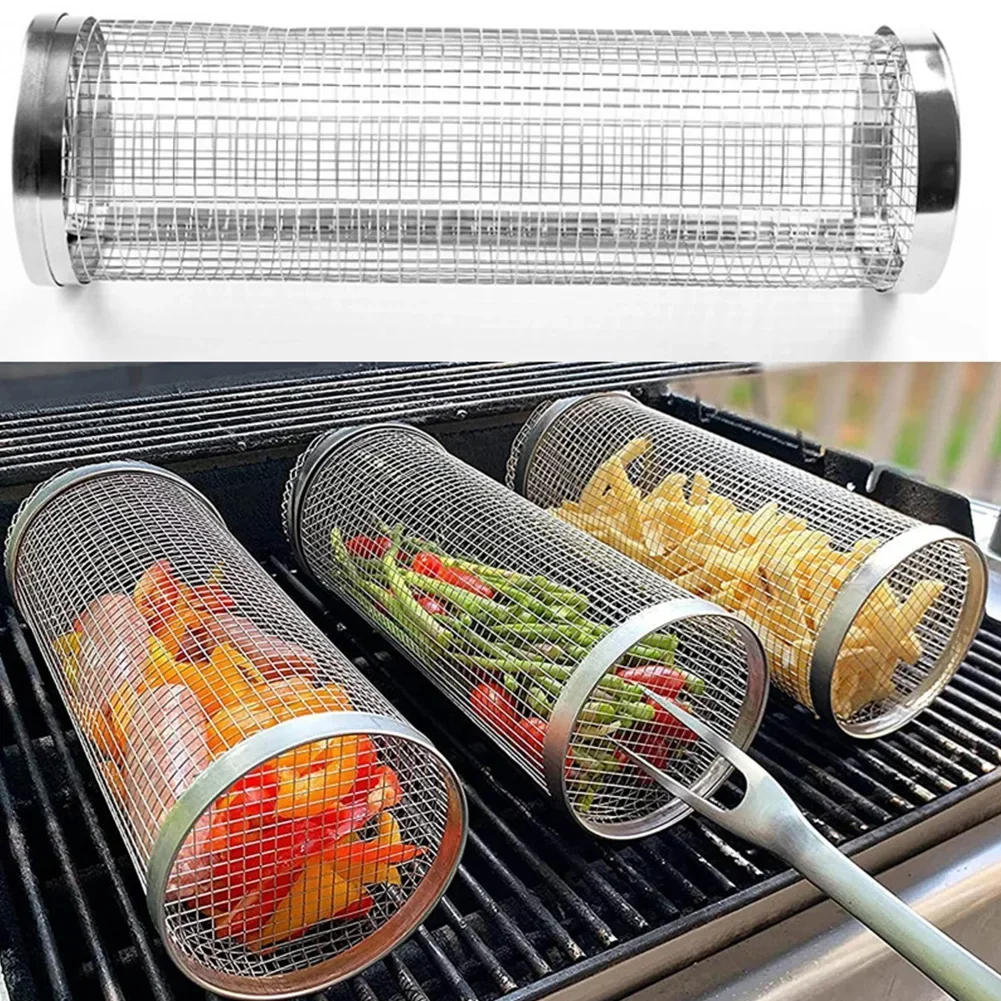 

Stainless Steel BBQ Cage Grill Cage Perfect For OutdoorGrilling Camping Grill Accessories Tool Gifts For Camping BBQ 9*9*30cm