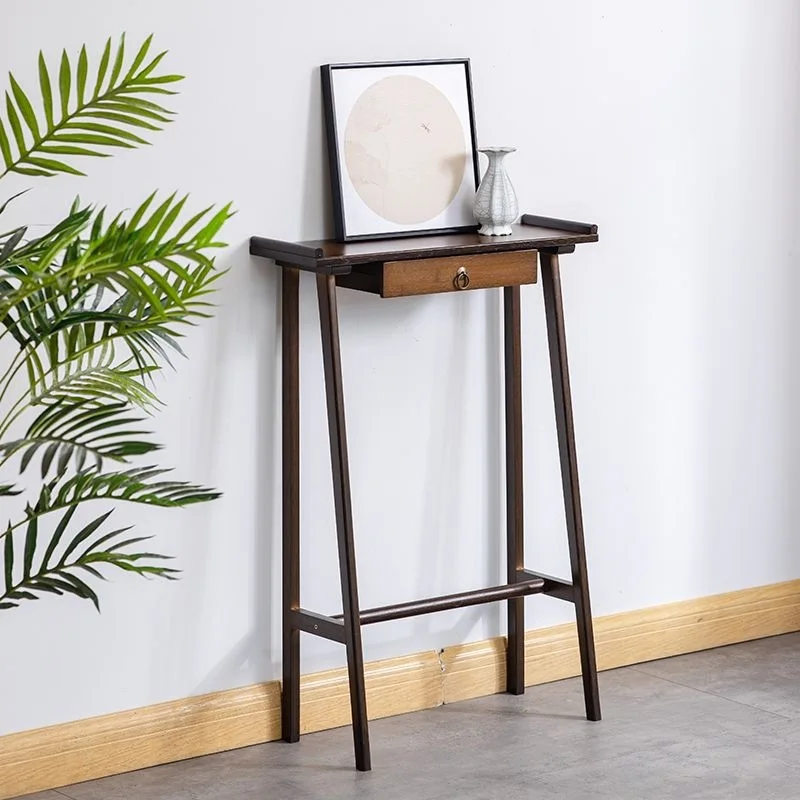 New Chinese-style entrance table against the wall Small strip case Super narrow bamboo decorative