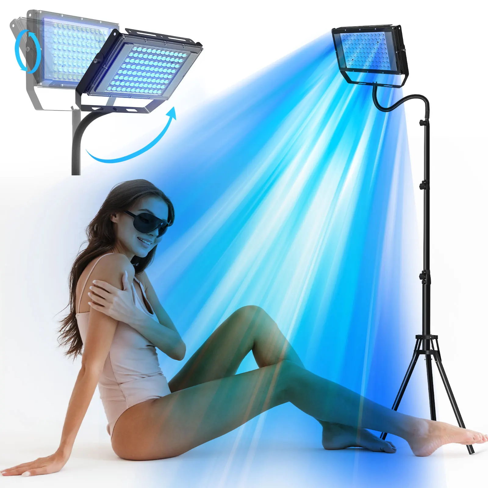 

Ultraviolet Tanning Lamp 50W Tripod Solarium Lamp For Tanning Body 48PCS Blue Light Lamp Wavelength 460nm & 480nm Skin Care
