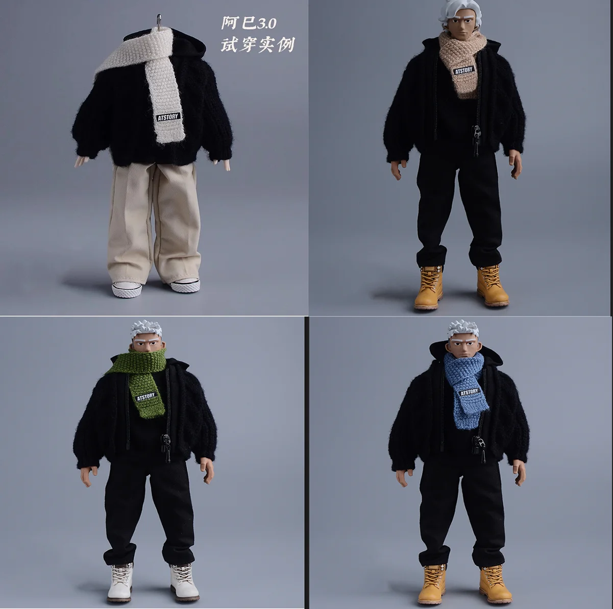

1/12 Scale Soldier Trendy BJD Handmade Fabric Knitted Scarf Model Accessories for 6" Action Figure Body In Stock