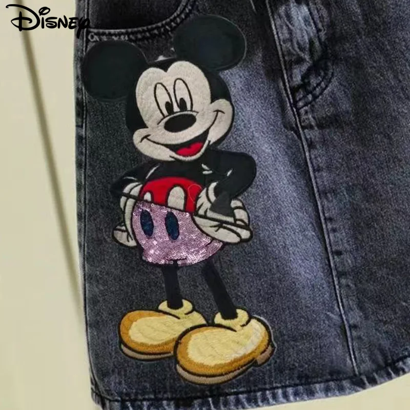 Imagem -03 - Disney-shorts Femininos de Algodão Bordado Saias de Mickey Mouse Grande Irregular Flash Top Moda Feminina Nova Chegada Verão