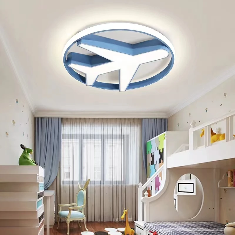 Imagem -02 - Desenhos Animados Led Airplane Ceiling Light com Controle Remoto Quarto das Crianças Menino Quarto do Bebê Chandelier Decor Kids Aircraft Lamp