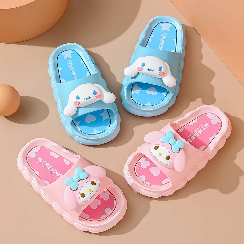 Sanrio Hello Kitty Slippers Kuromi Cartoon My Melody Kawaii Cute Anime Home Bathroom Bathing Anti-Slip Sandal Kids Toys Girls